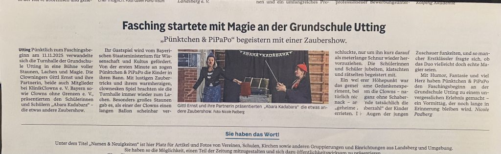 Landsberger Tagblatt 10.12.2025
Abarakadabara
Grundschule Utting am Ammersee